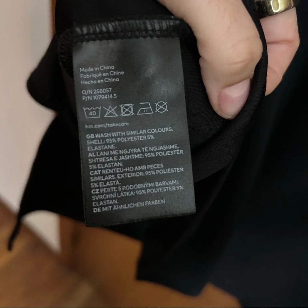 H&M Mini Dress Black Square Neck Side Slit XXL - Picture 7 of 10